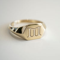 14k Gold Geometric Signet Ring