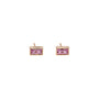 14k Pink Sapphire Baguette Studs