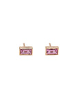 14k Pink Sapphire Baguette Studs