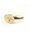 14k Gold Starburst Signet Ring