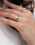 14k Gold Thin Emerald Dome Ring